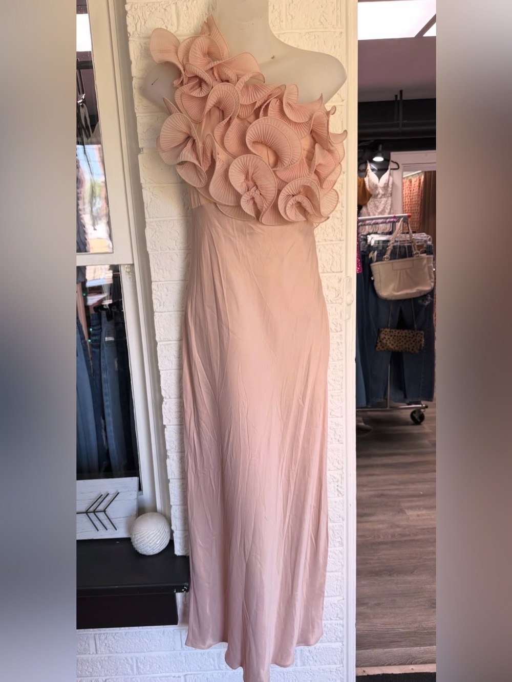 Zara Blush Pink Ruffle Detail Maxi Dress